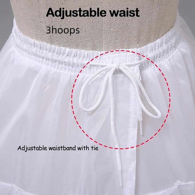 SSDH Women Puffy Hoops Crinoline Petticoat 1 Tulle Layers Skirt Slips Long Underskirt for Wedding Dress Bridal Gown