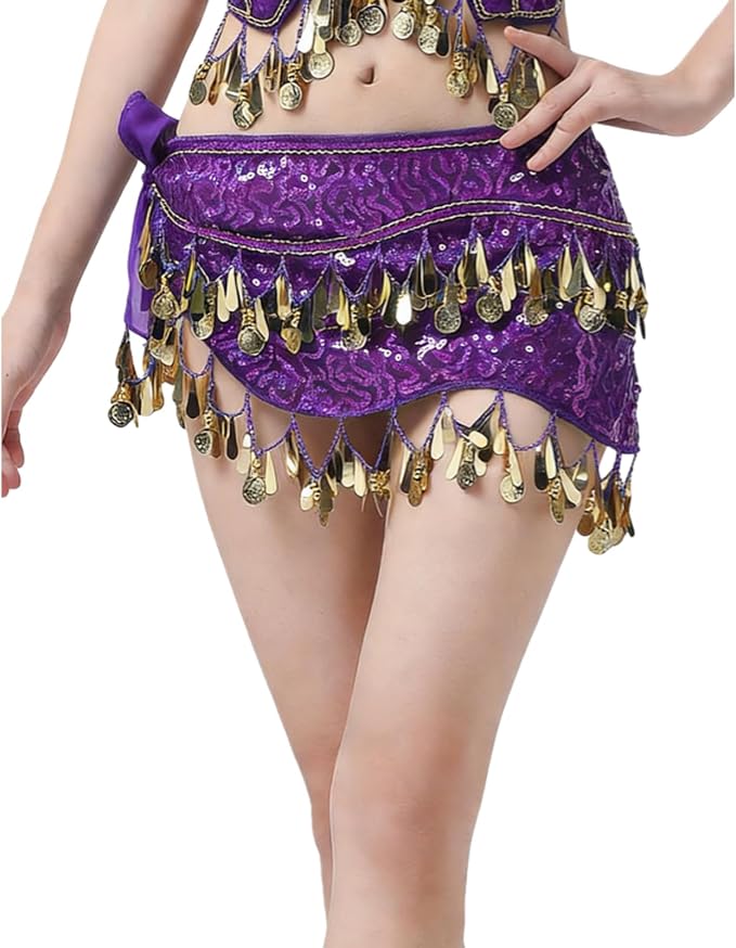 SSDH Women's Belly Dance Hip Scarf Sequin Sparkle Skirt Party Club Night Out Mini Skirt for Women Trendy