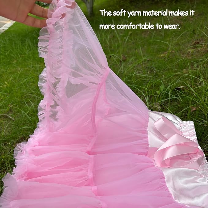 SSDH Women's Layered Tulle Petticoat Underskirt Puffy Soft Tutu Short Skirt Elastic Waist for Ballet Dance & Cosplay Party