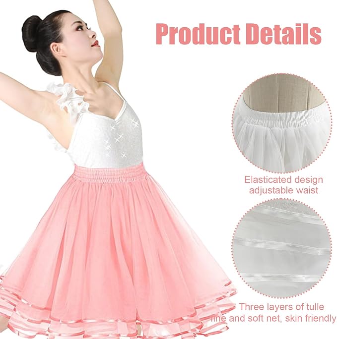 SSDH 3 Layers Puffy Tulle Petticoat Girls Tutu Skirts for Ballet Skirt