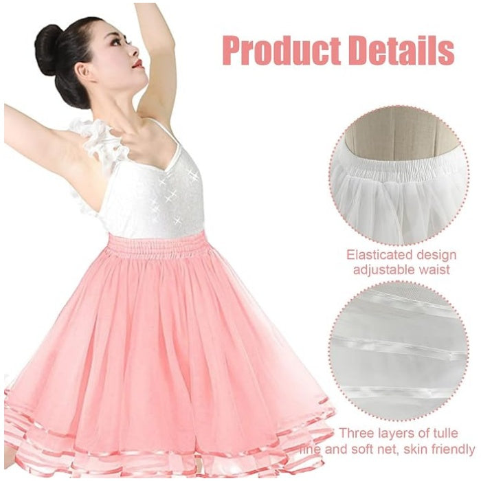 SSDH 3 Layers Puffy Tulle Petticoat Girls Tutu Skirts for Ballet Skirt
