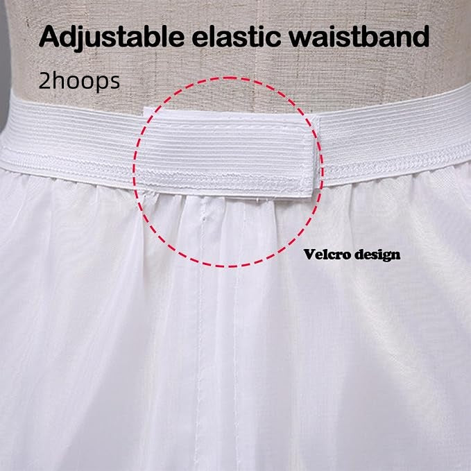 SSDH Women Puffy Hoops Crinoline Petticoat 1 Tulle Layers Skirt Slips Long Underskirt for Wedding Dress Bridal Gown