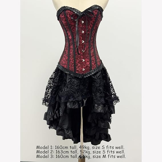 SSDH Gothic Corset Dress Women's Steampunk Dress Retro Ruffled Lace Corset