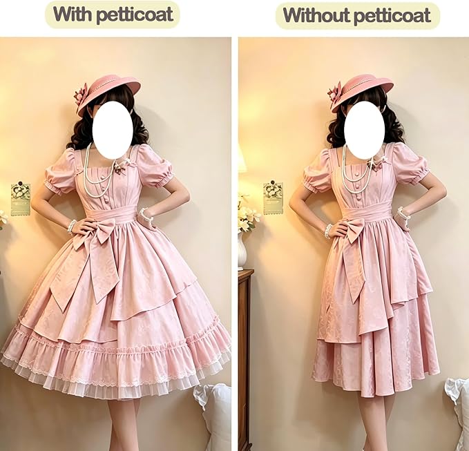SSDH High Volume Short Lolita Petticoat Fluffy Tulle Hoopless Underskirt with Cotton Lining for Dresses, Costumes & Cosplay White