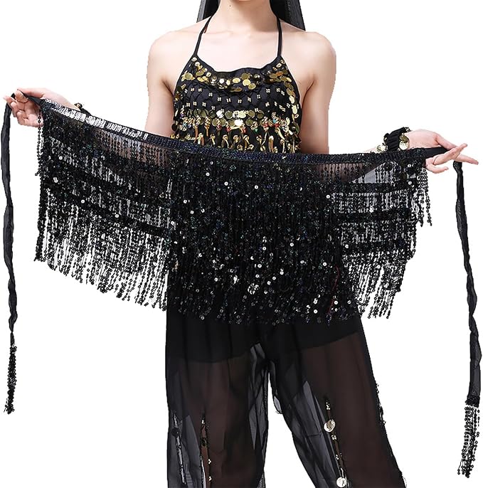 SSDH Sequin Tassel Skirt Glitter Sparkly Fringe Belly Dance Hip Scarf Skirts Rave Party Belts Costume for Women