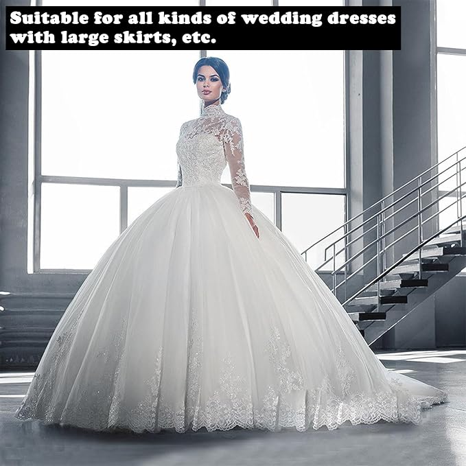 SSDH Women's Hoops Petticoat Crinoline Underskirt, A-Line Floor-Length Adjustable Waist Slip for Wedding Dress