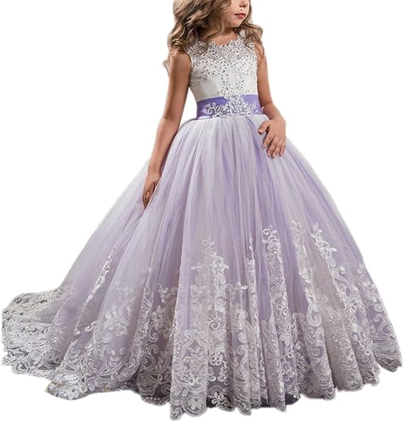 SSDH Girls Lace Princess Dress for Birthday Party Wedding Bridesmaid Prom Formal Ball Gown Puffy Tulle Dresses