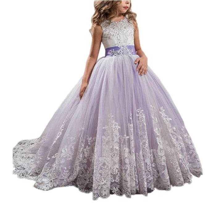 SSDH Girls Lace Princess Dress for Birthday Party Wedding Bridesmaid Prom Formal Ball Gown Puffy Tulle Dresses