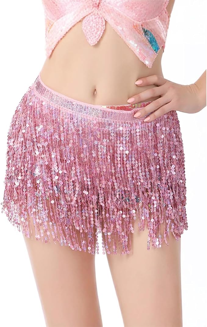 SSDH Sequin Tassel Skirt Glitter Sparkly Fringe Belly Dance Hip Scarf Skirts Rave Party Belts Costume for Women