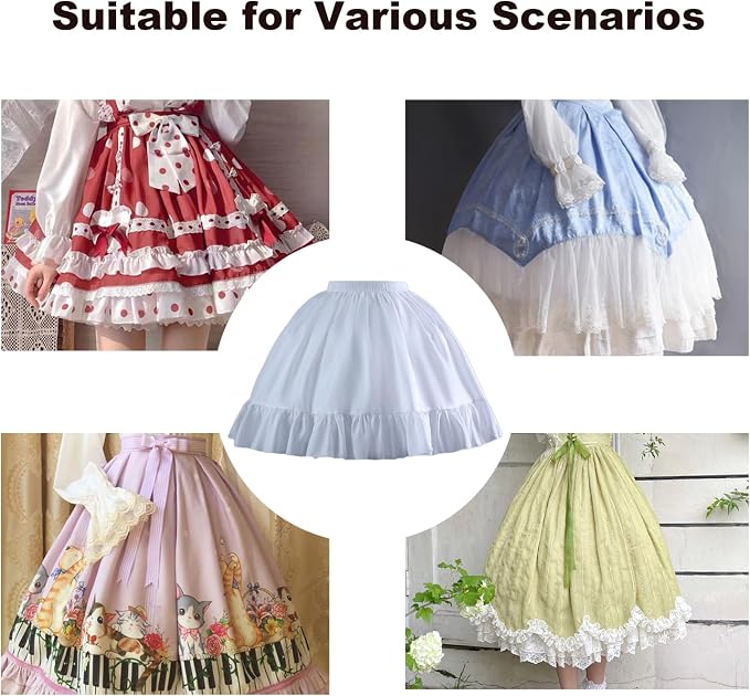 SSDH Women Crinoline Short Petticoat 2 Hoops Victorian Skirt