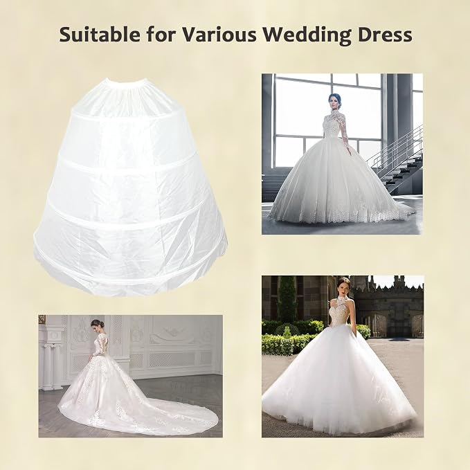 SSDH Women 4 Hoop A-line Petticoat Skirt White