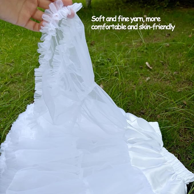 SSDH Women's Layered Puffy Petticoat Skirt, Elastic Waist Soft Tutu Tulle Skirt for Ballet Lolita Cosplay