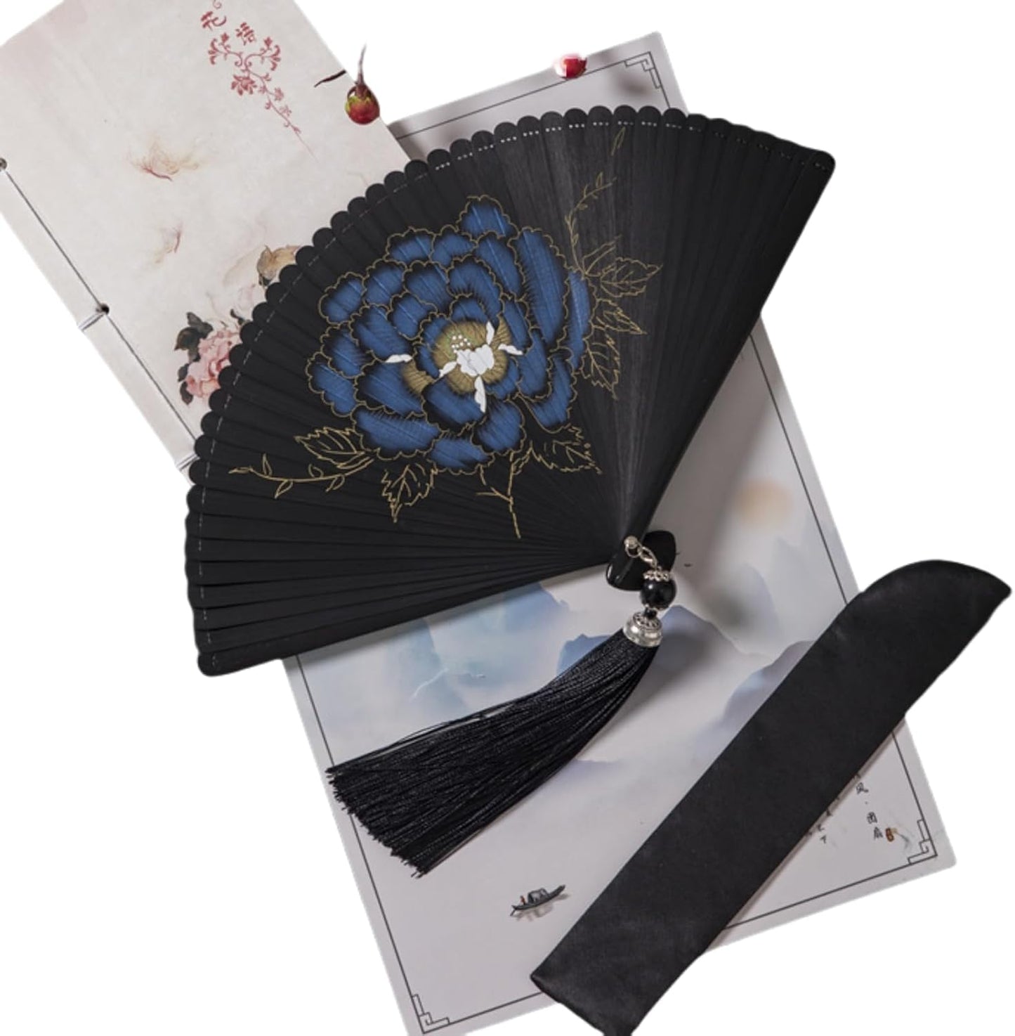 SSDH Bamboo Foldable Hand Fan, Handheld Folding Fan for Women