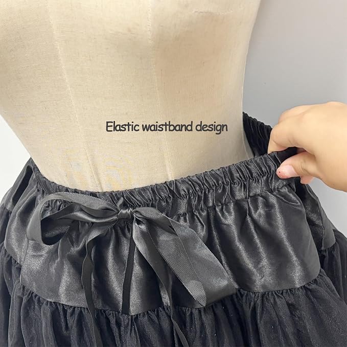 SSDH Women's Layered Puffy Petticoat Skirt, Elastic Waist Soft Tutu Tulle Skirt for Ballet Lolita Cosplay