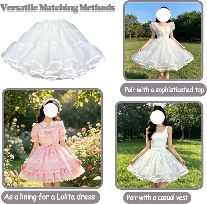 SSDH 4 Layers Lolita Underskirt Medium-High Volume Hoopless Petticoat