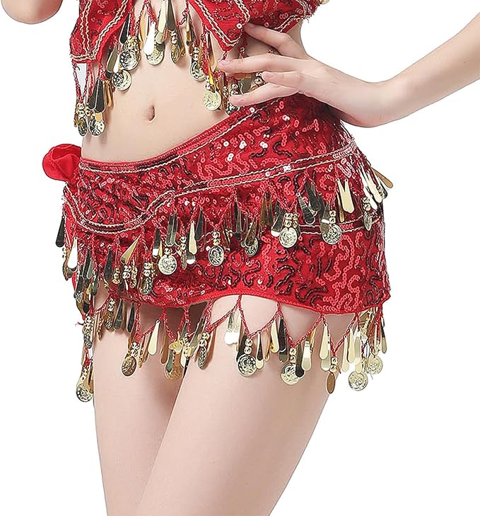 SSDH Women's Belly Dance Hip Scarf Sequin Sparkle Skirt Party Club Night Out Mini Skirt for Women Trendy