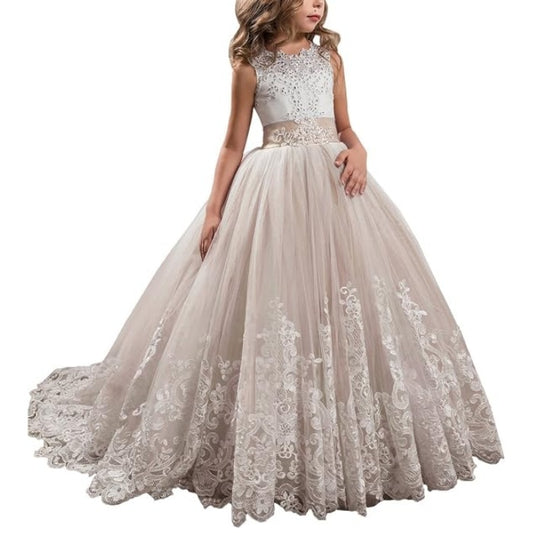 SSDH Girls Lace Princess Dress for Birthday Party Wedding Bridesmaid Prom Formal Ball Gown Puffy Tulle Dresses