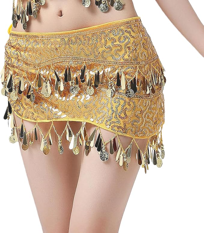SSDH Women's Belly Dance Hip Scarf Sequin Sparkle Skirt Party Club Night Out Mini Skirt for Women Trendy