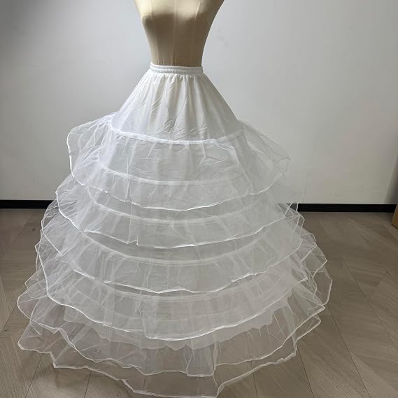 SSDH Petticoat for Women 6 Hoop Skirt Half Slips Tulle Crinoline Underskirt for Wedding Dress Floor Length