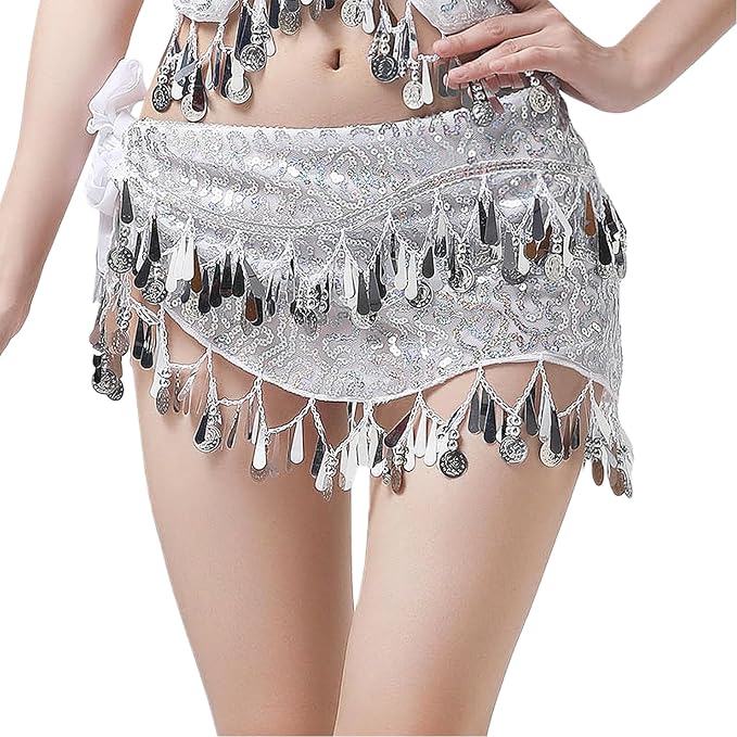 SSDH Women's Belly Dance Hip Scarf Sequin Sparkle Skirt Party Club Night Out Mini Skirt for Women Trendy