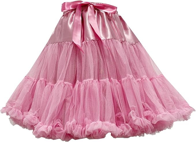 SSDH Women's Layered Puffy Petticoat Skirt, Elastic Waist Soft Tutu Tulle Skirt for Ballet Lolita Cosplay
