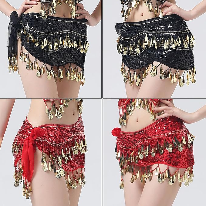 SSDH Women's Belly Dance Hip Scarf Sequin Sparkle Skirt Party Club Night Out Mini Skirt for Women Trendy