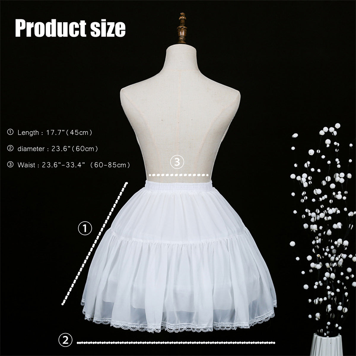 SSDH Women Chiffon Short Crinoline Petticoat Cage 2 Hoops Skirt