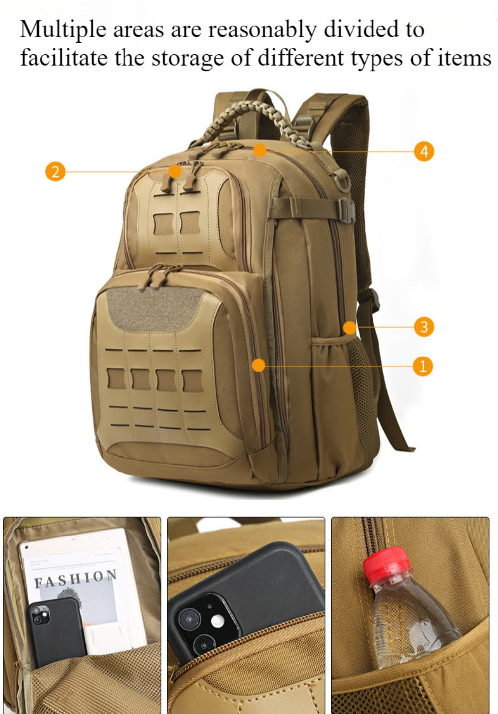 SSDH Large Capacity Tactical Backpack Outdoor Cycling Sports Hiking Mountaineering Bag Waterproof Military Backpack