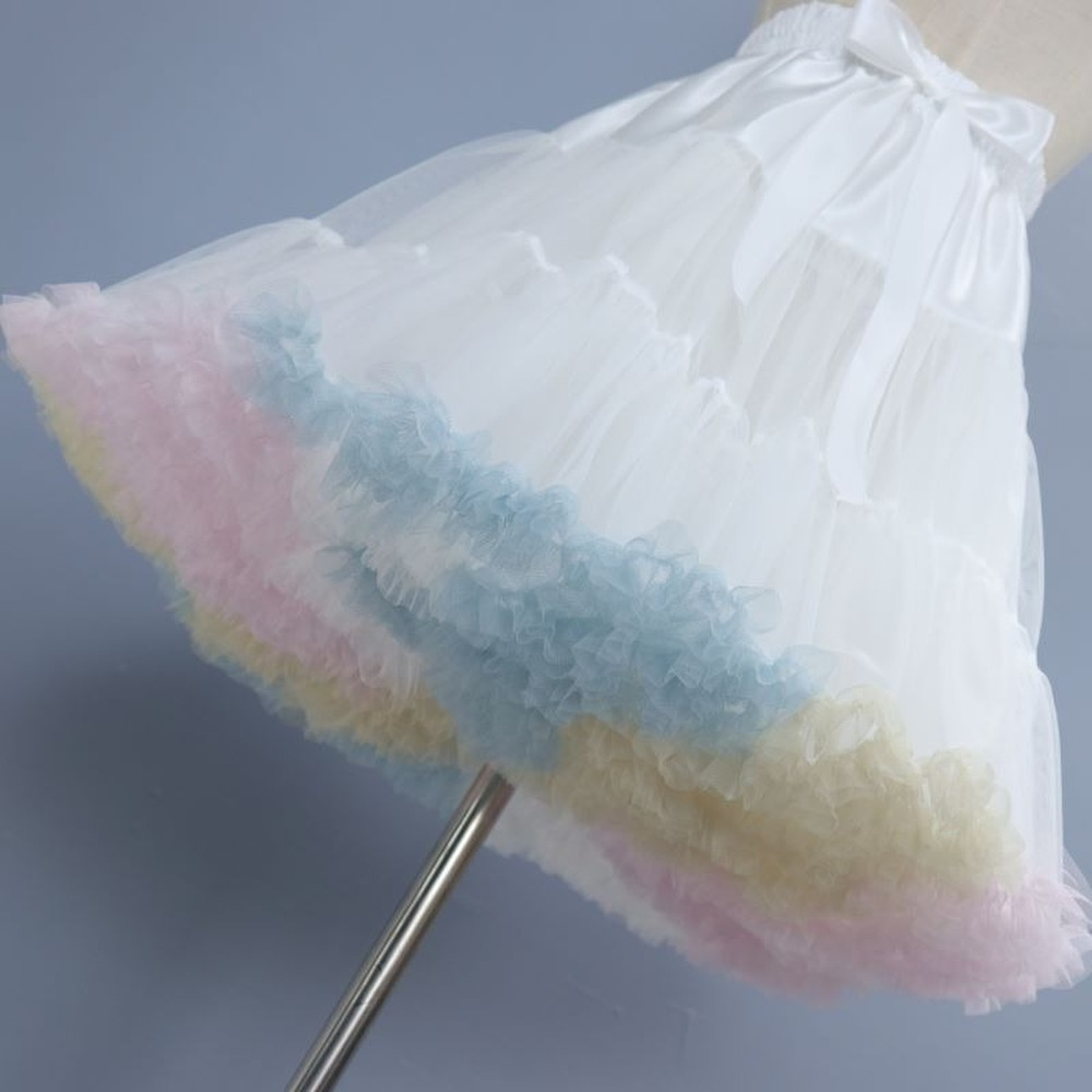 SSDH Adult Rainbow Puffy Tutu Tulle Skirt Princess Ballet Dance Pettiskirts Underskirt for Women