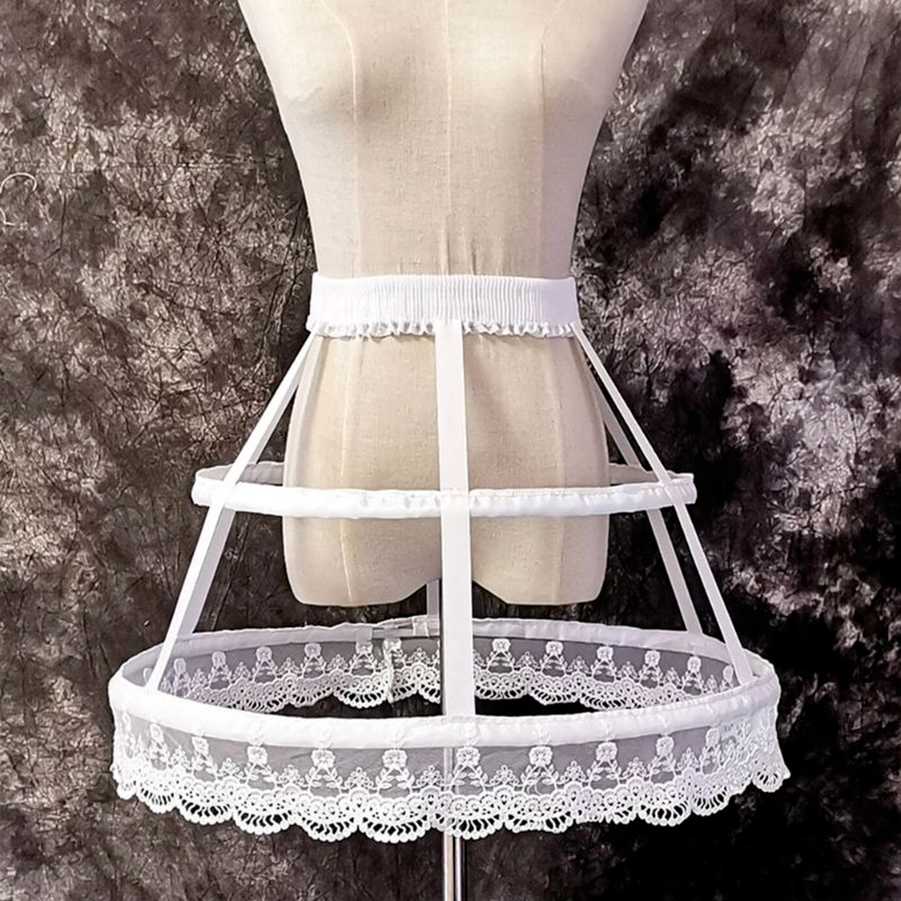 SSDH Victorian Petticoat 2 Hoops Crinoline Lolita Fishbone Hollow Bird Cage Skirt Embroidery Floral Lace Underskirt