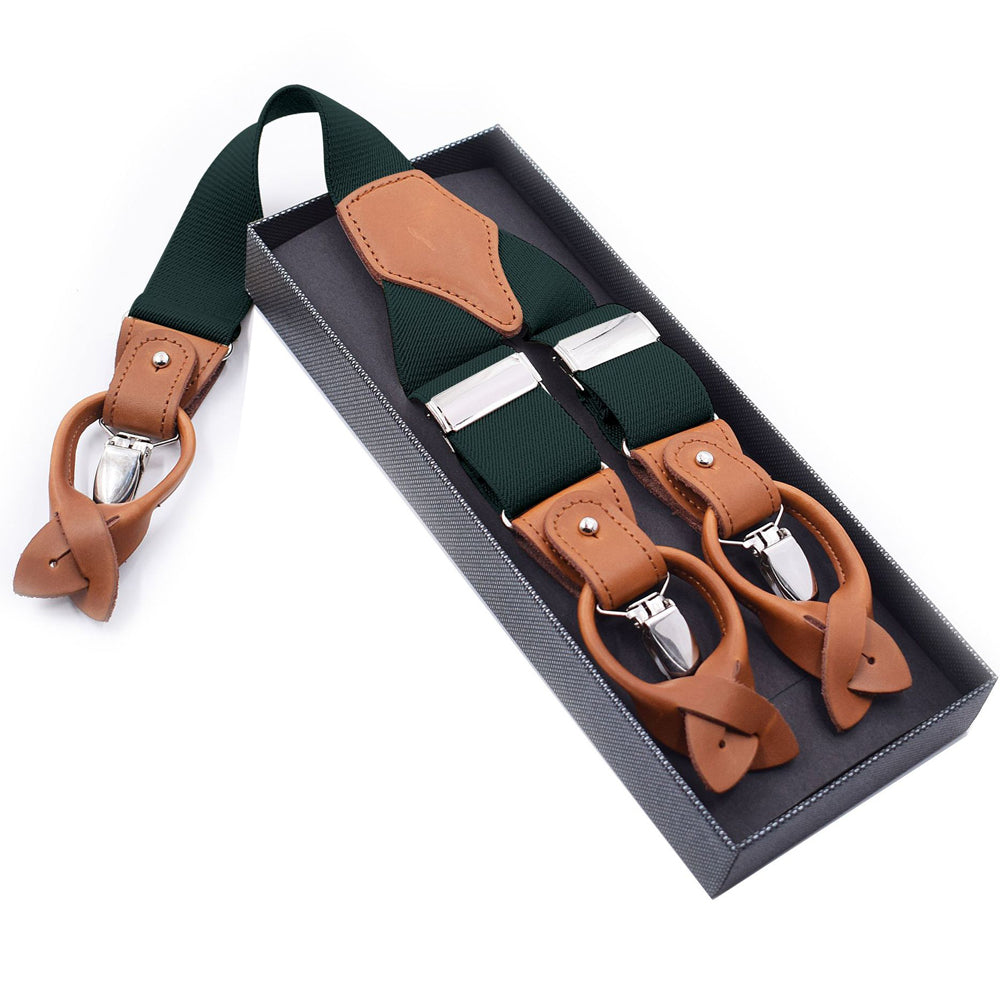 SSDH Suspenders for Men Trousers with Very Strong Clips and Buttons 35 MM Wide Duty Y Style Adjustable Brace Suspenders Convertible Leather Ends