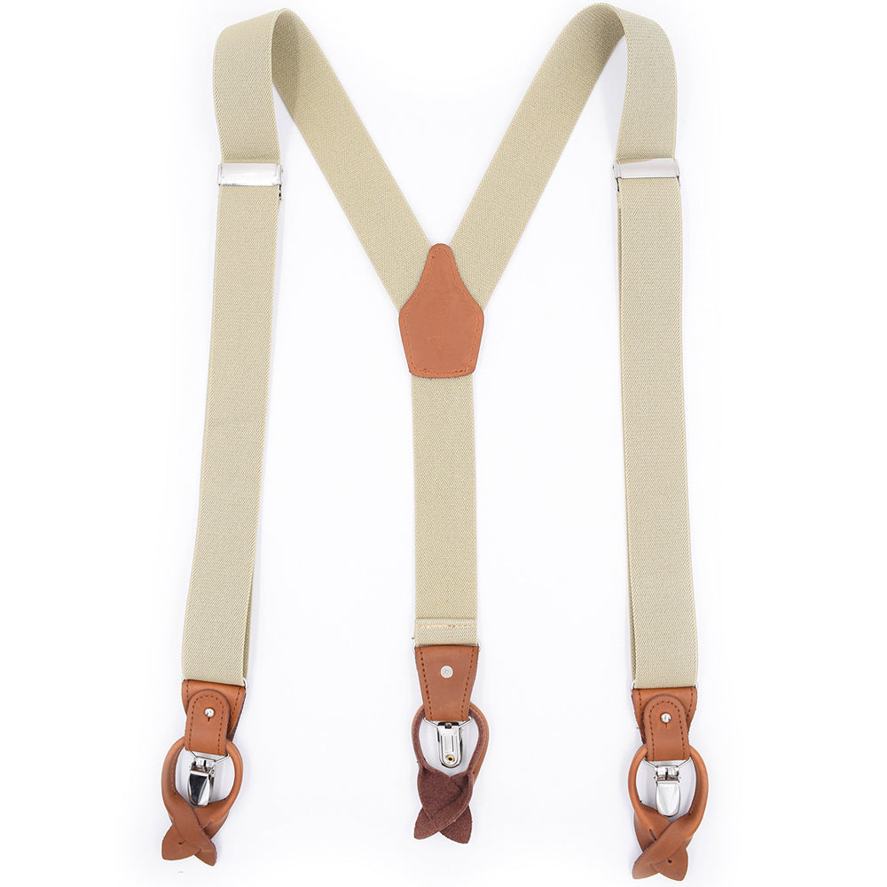 SSDH Suspenders for Men Trousers with Very Strong Clips and Buttons 35 MM Wide Duty Y Style Adjustable Brace Suspenders Convertible Leather Ends