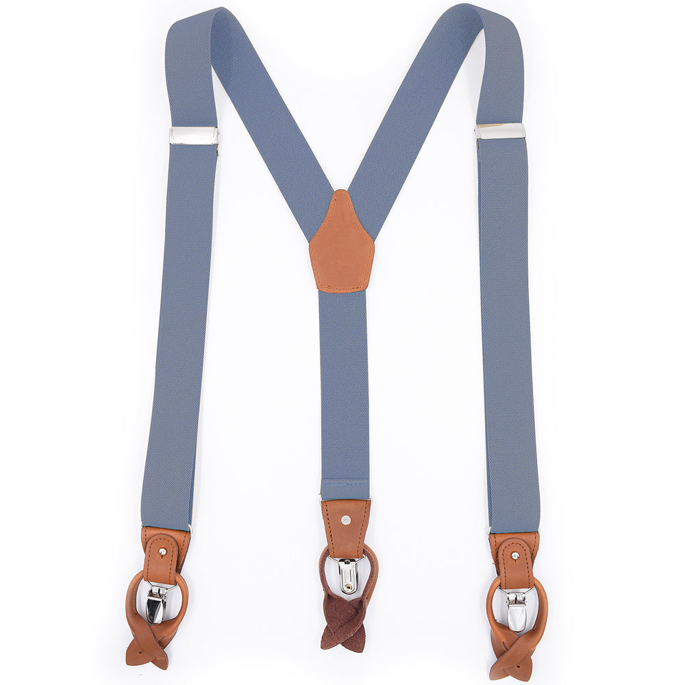 SSDH Suspenders for Men Trousers with Very Strong Clips and Buttons 35 MM Wide Duty Y Style Adjustable Brace Suspenders Convertible Leather Ends