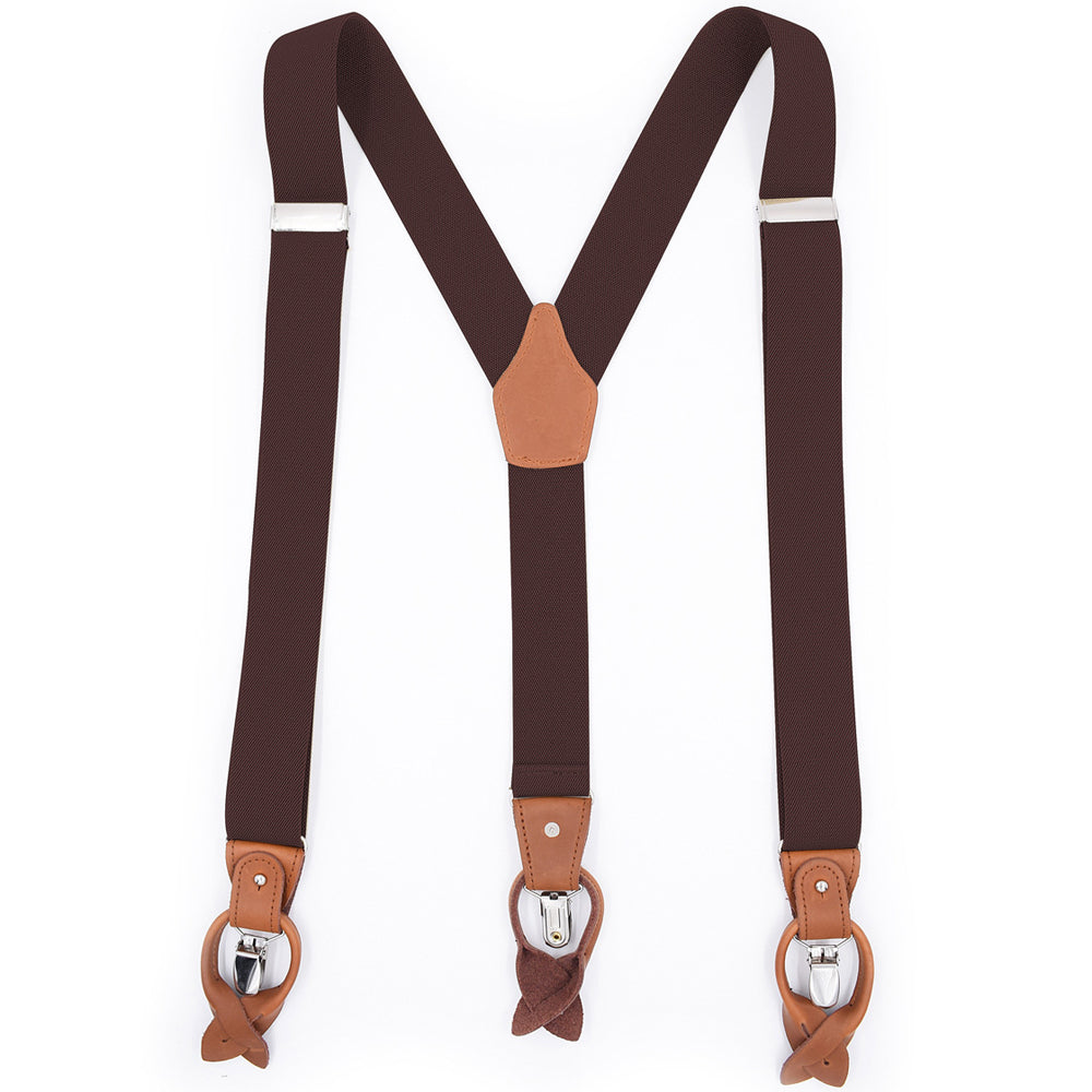 SSDH Suspenders for Men Trousers with Very Strong Clips and Buttons 35 MM Wide Duty Y Style Adjustable Brace Suspenders Convertible Leather Ends