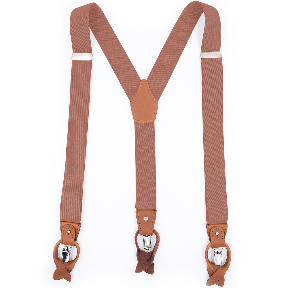 SSDH Suspenders for Men Trousers with Very Strong Clips and Buttons 35 MM Wide Duty Y Style Adjustable Brace Suspenders Convertible Leather Ends