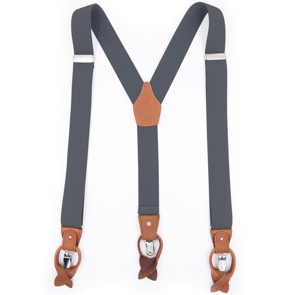 SSDH Suspenders for Men Trousers with Very Strong Clips and Buttons 35 MM Wide Duty Y Style Adjustable Brace Suspenders Convertible Leather Ends