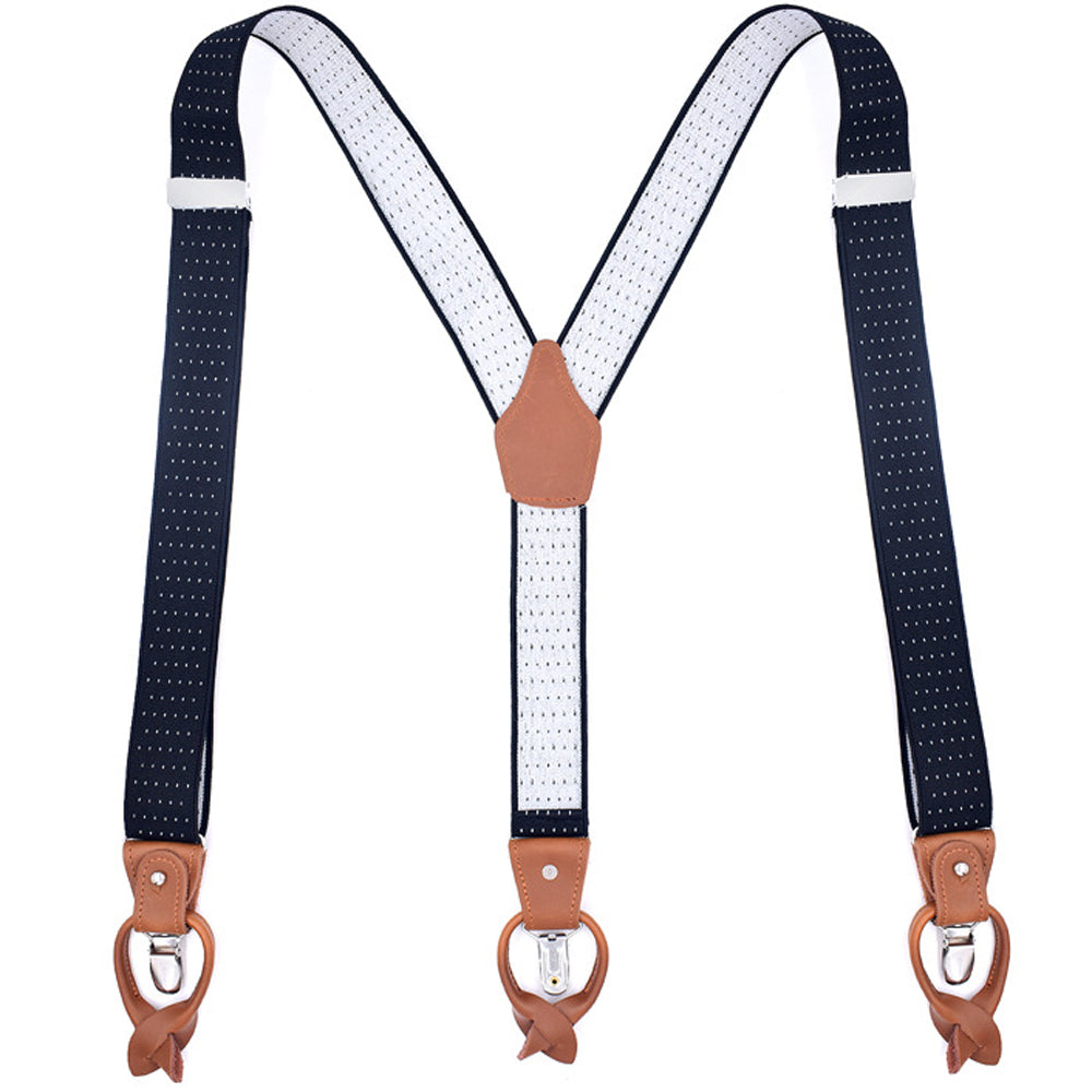 SSDH Suspenders for Men Trousers with Very Strong Clips and Buttons 35 MM Wide Duty Y Style Adjustable Brace Suspenders Convertible Leather Ends