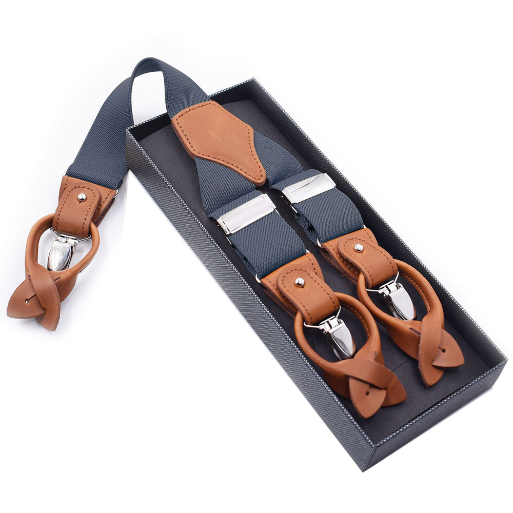 SSDH Suspenders for Men Trousers with Very Strong Clips and Buttons 35 MM Wide Duty Y Style Adjustable Brace Suspenders Convertible Leather Ends