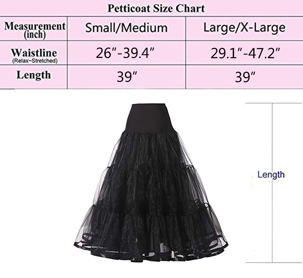 SSDH Long Petticoat Ruffled Crinoline Vintage Wedding Bridal Petticoat for Wedding Dresses Underskirt Rockabilly Tutu