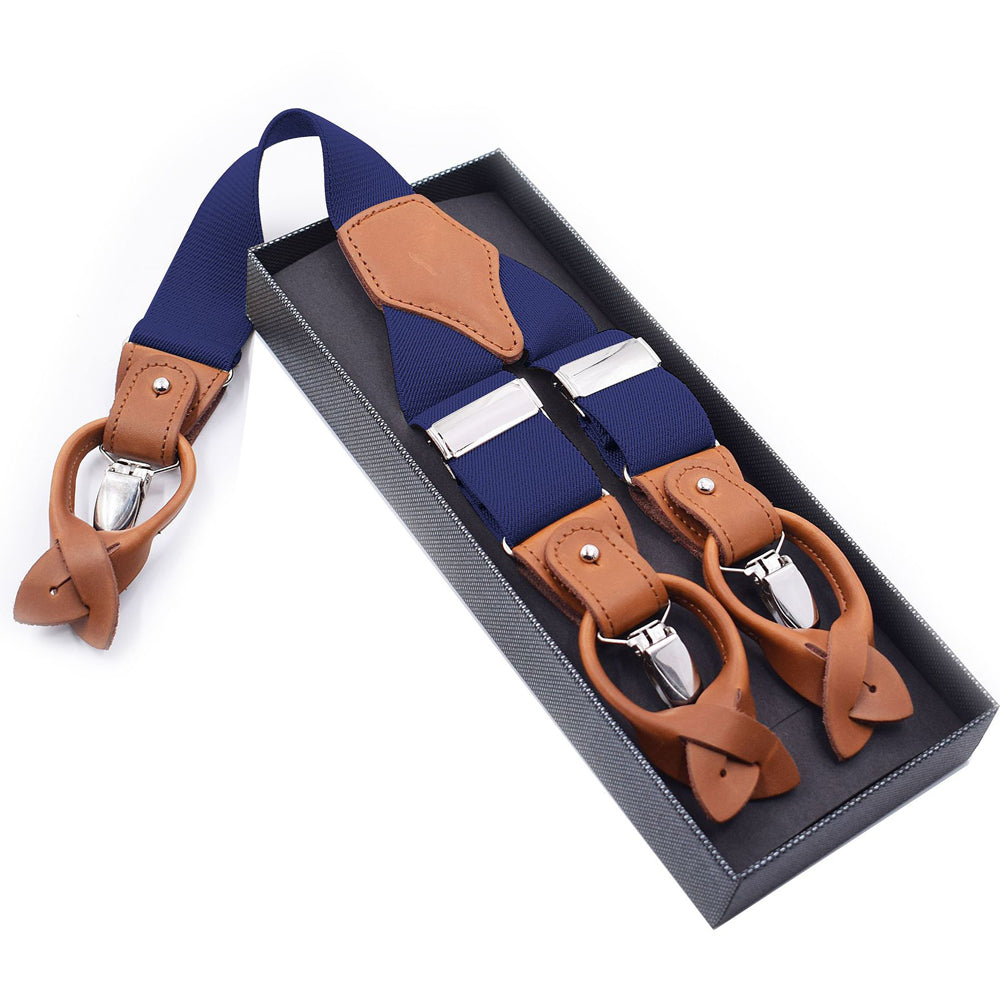 SSDH Suspenders for Men Trousers with Very Strong Clips and Buttons 35 MM Wide Duty Y Style Adjustable Brace Suspenders Convertible Leather Ends