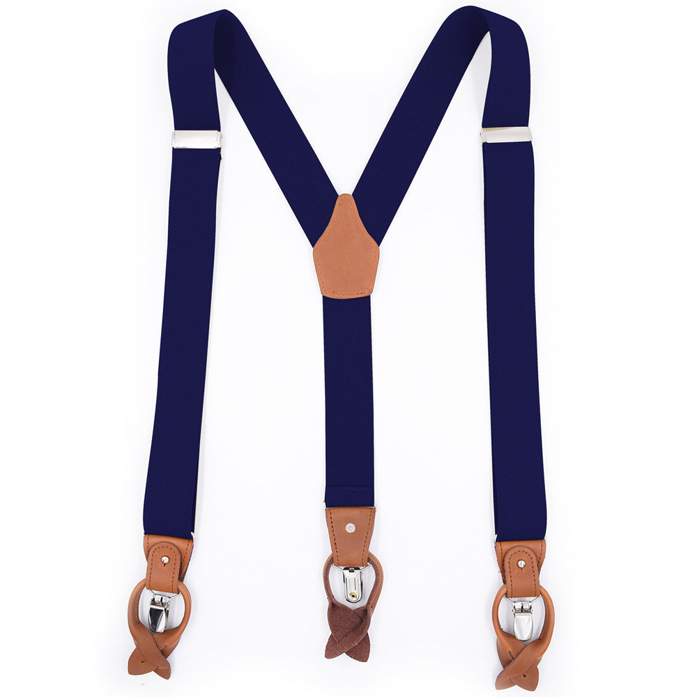 SSDH Suspenders for Men Trousers with Very Strong Clips and Buttons 35 MM Wide Duty Y Style Adjustable Brace Suspenders Convertible Leather Ends