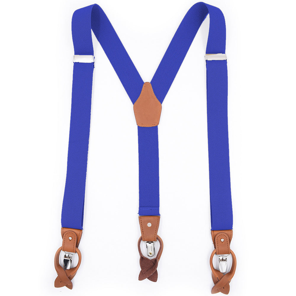 SSDH Suspenders for Men Trousers with Very Strong Clips and Buttons 35 MM Wide Duty Y Style Adjustable Brace Suspenders Convertible Leather Ends