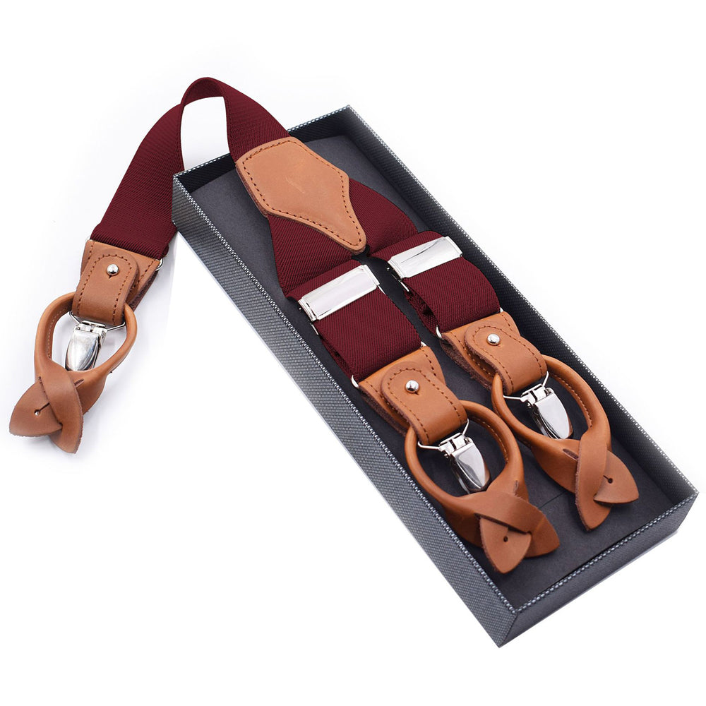 SSDH Suspenders for Men Trousers with Very Strong Clips and Buttons 35 MM Wide Duty Y Style Adjustable Brace Suspenders Convertible Leather Ends