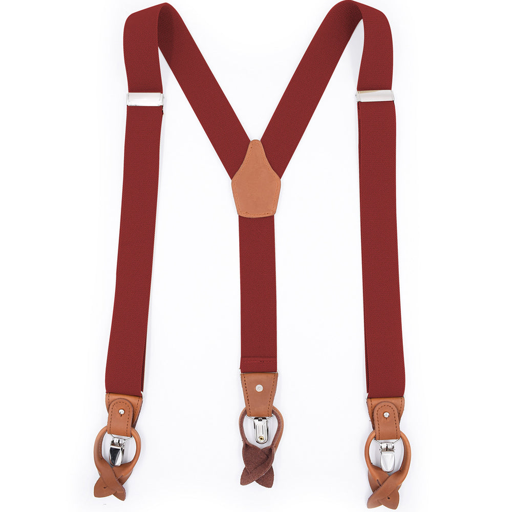 SSDH Suspenders for Men Trousers with Very Strong Clips and Buttons 35 MM Wide Duty Y Style Adjustable Brace Suspenders Convertible Leather Ends