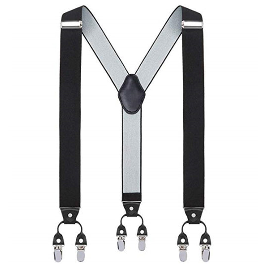 SSDH Men's Suspenders with 6 Strong Clips Heavy Duty Adjustable Y Shape Vintage Formal Braces