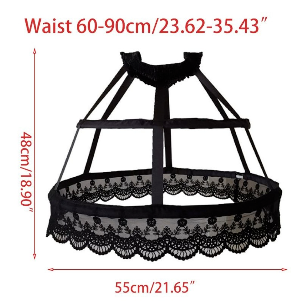 SSDH Victorian Petticoat 2 Hoops Crinoline Lolita Fishbone Hollow Bird Cage Skirt Embroidery Floral Lace Underskirt