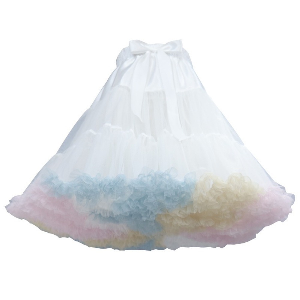 SSDH Adult Rainbow Puffy Tutu Tulle Skirt Princess Ballet Dance Pettiskirts Underskirt for Women